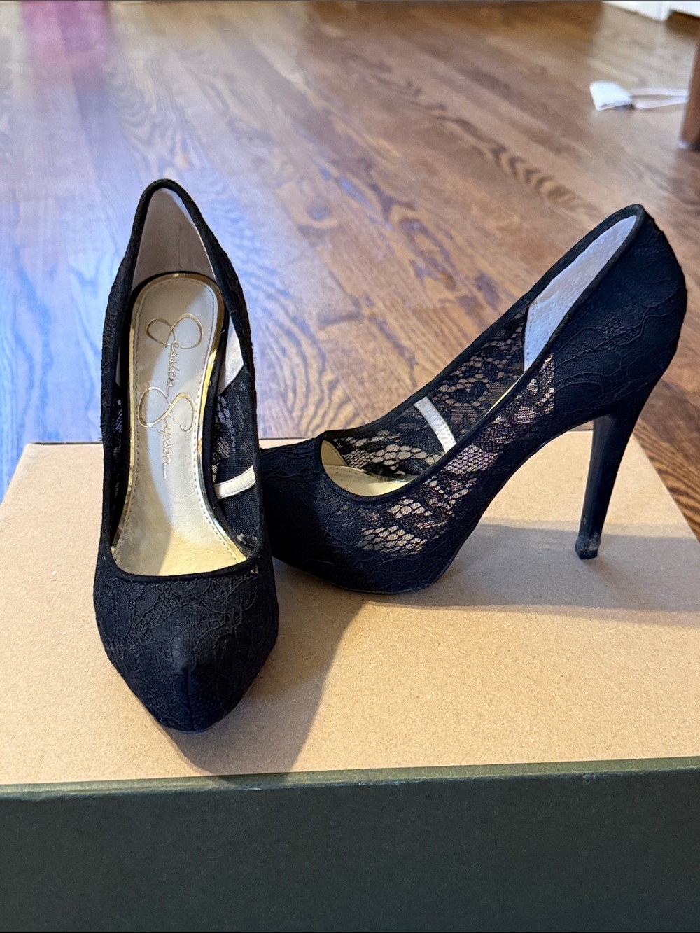 Jessica Simpson Black Lace Stiletto Pumps - Picture 3 of 4